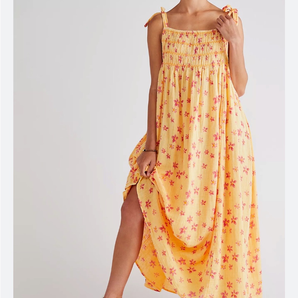 Free People Yellow Floral Maxi Dress
